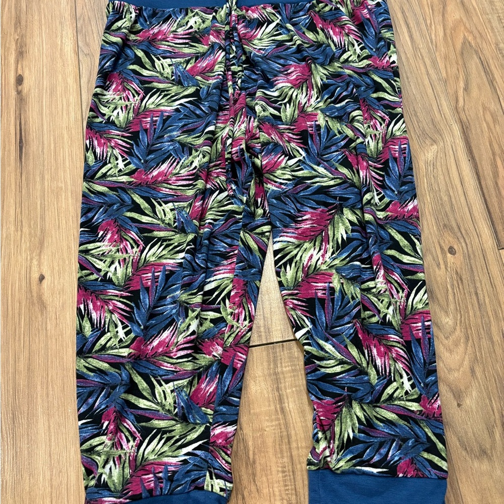 Tropical Leaf Print Joggers